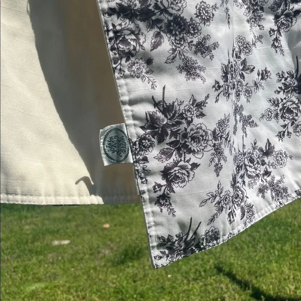 Vintage Laura Ashley Floral Toile Table Runner Cream Color Home Dining Decor